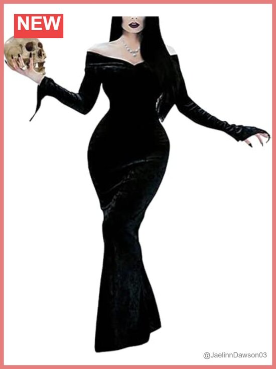 Dresses & Skirts - Gothic Off Shoulder Maxi Dress Long Sleeve Halloween Cosplay Costume
